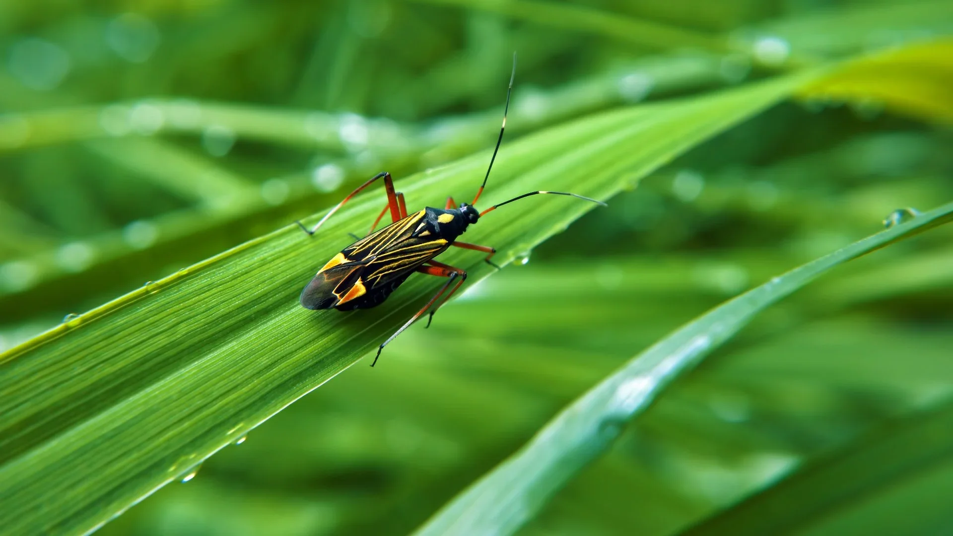 Chinch bug on bermuda grass blade in Western Colorado.