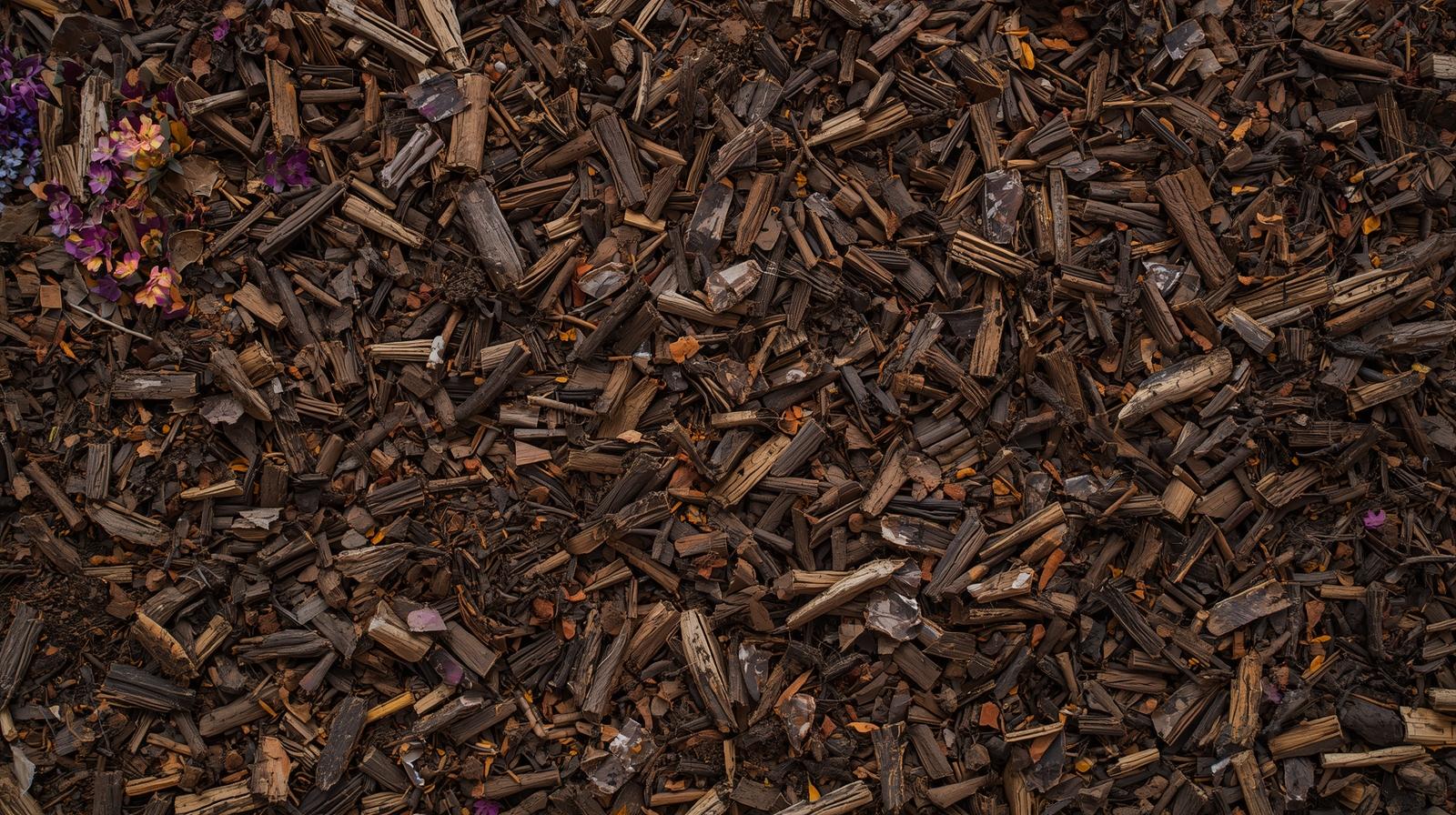 Fresh mulch in landscaped area