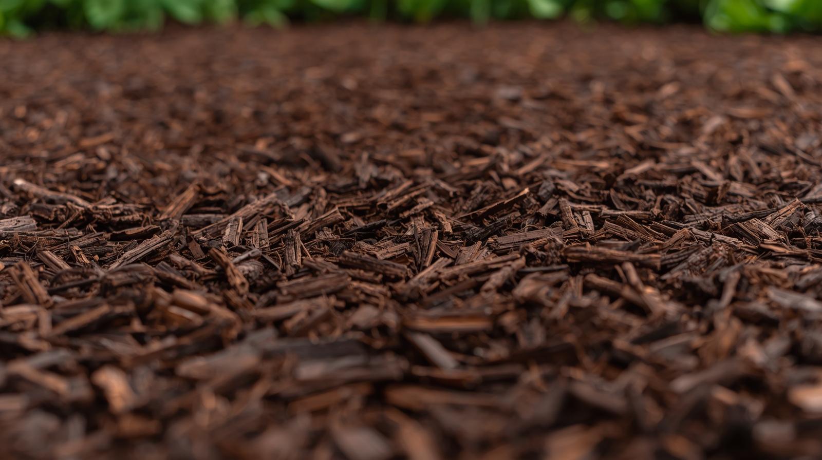 Mulch installation in yard landscape