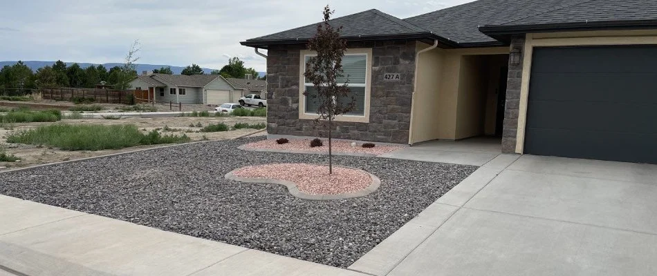 Rock landscape in front of home in Grand Junction, CO.