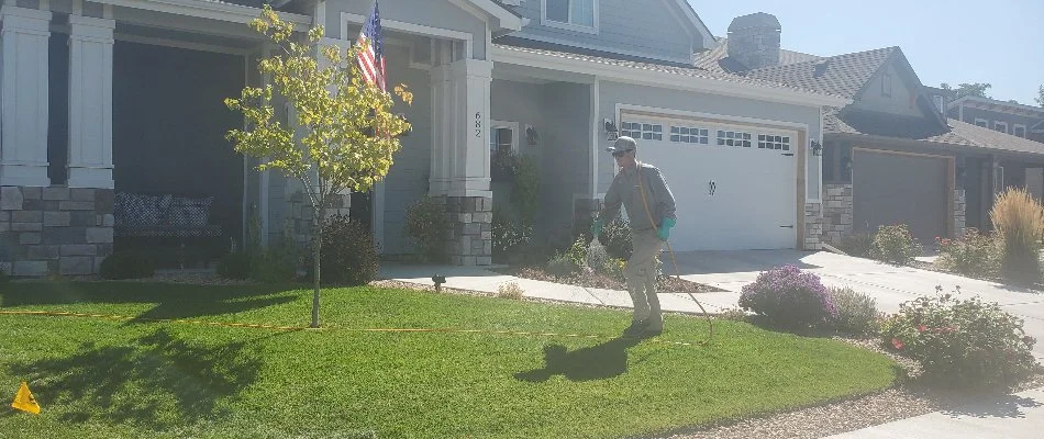 Liquid fertilizer treatment being applied to a lawn in Grand Junction, CO.